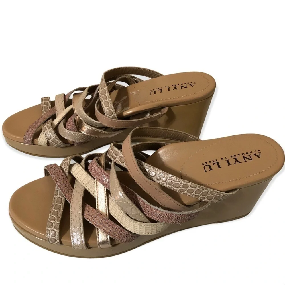 Anyi Lu strappy crisscross wedge sandals